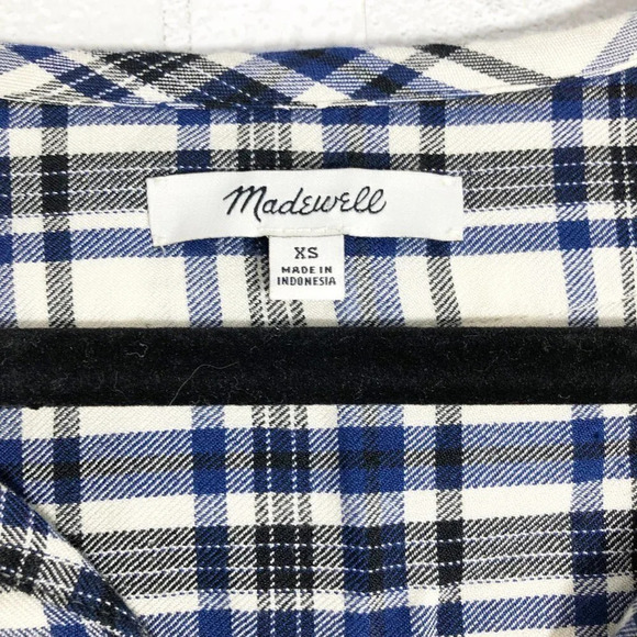 Madewell Black Blue & White Flannel Shirt Dress Women's Size XS - Picture 5 of 7